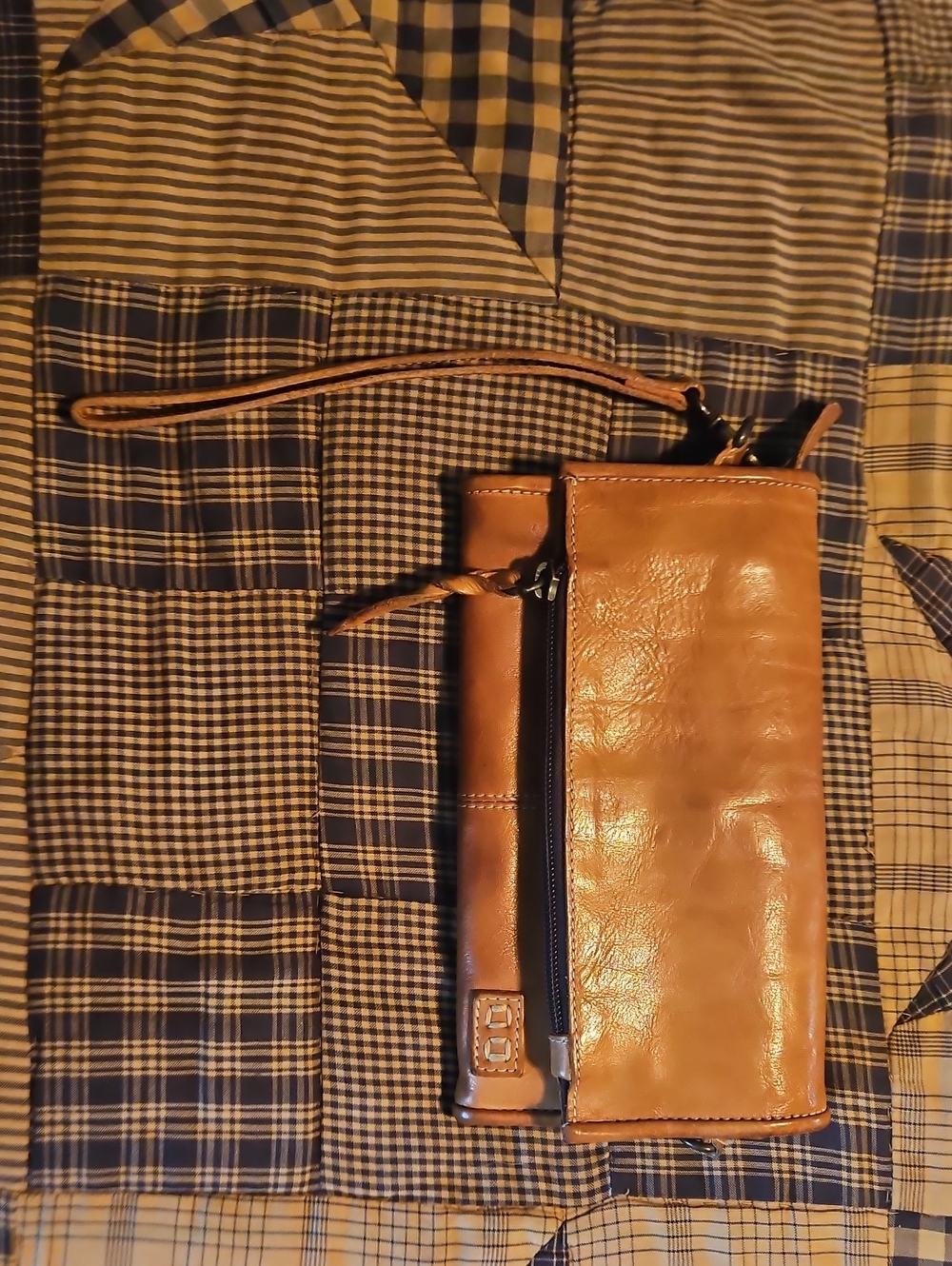 Bedstu Amina Leather Wristlet Clutch Wallet - Tan Rustic